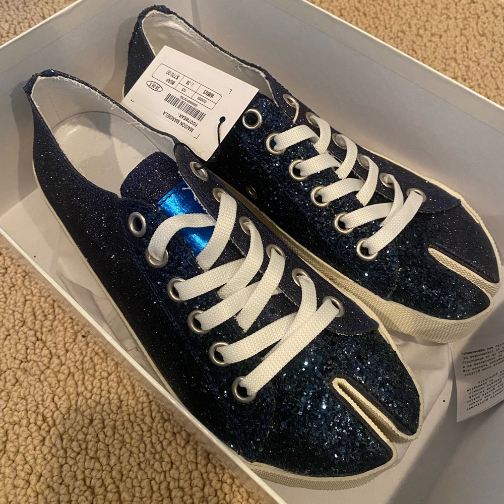 Maison Margiela Tabi Low Top Sneaker- Navy Glitter